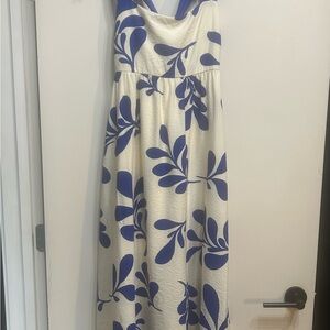 Royal Blue and Cream Floral Maxi Dress